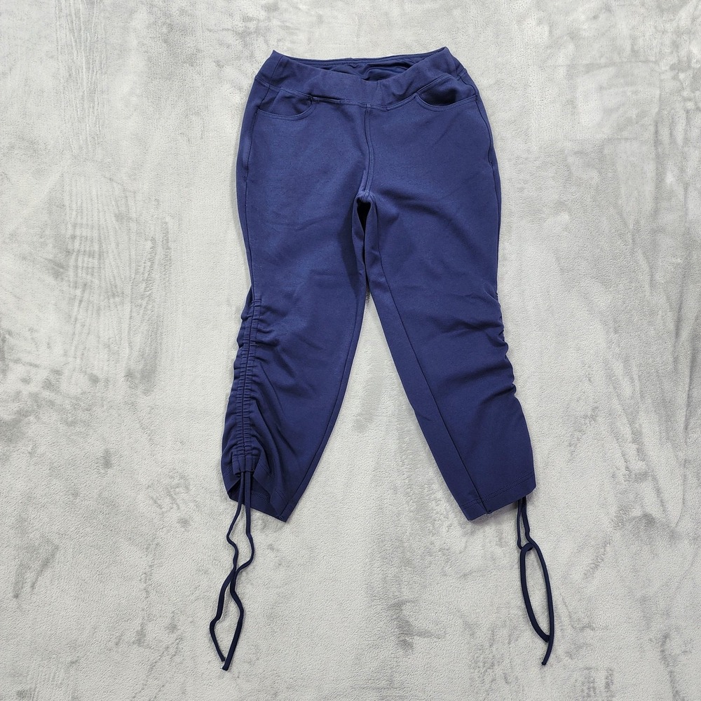 Belle‎ By Kim Gravel Pants Womens 0P PETITE Blue Ponte Convertible Crop Stretch